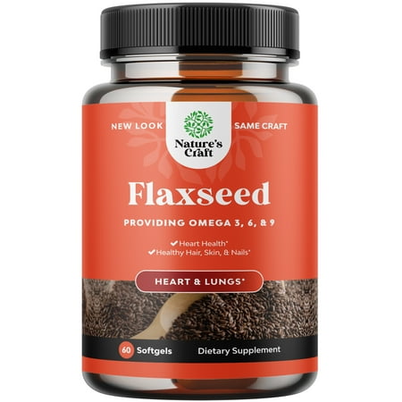 Omega Flaxseed Oil 1000mg Softgels - Flax Seed Oil Softgel for Brain Support Constipation Relief Cycle Support and Heart Health Supplement - Natural Omega 3 6 9 Supplement for Hair Skin and Nails