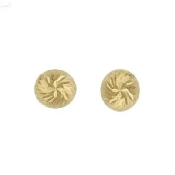 18K Solid Yellow Gold 4mm Diamond Cut Ball Covered Screwback Earrings