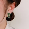thumbnail image 5 of QIQUWOHUL Groene Verfraaide Gesp Oorbellen New Geometric Green Broken Exquisite Earrings Light High End Earrings Cold Earrings Flat Back Stud Earrings, 5 of 9