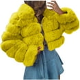 thumbnail image 2 of Holloyiver Womens 2023 Winter Faux Fur Coats Fashion Long Sleeve Fleece Shaggy Lightweight Fall Cropped Jacket Zipper Outerwear women's fall clothing for women, 2 of 5