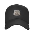 thumbnail image 2 of TEQUAN Peaked Cap Route 66 Road Sign Adult Unisex Adjustable Curved Brim Baseball Cap Hat, Black, 2 of 8