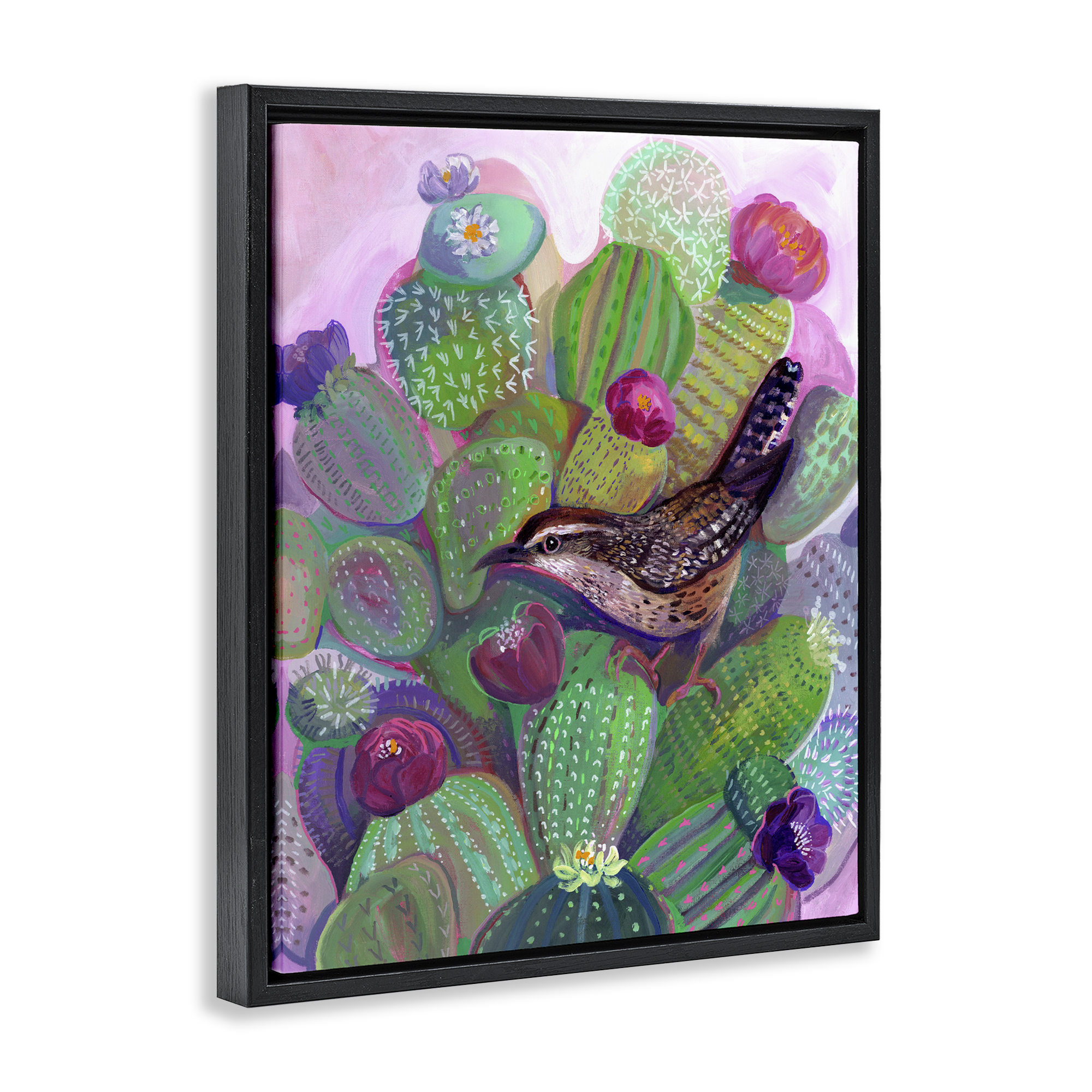 Desert Day Dream Bird Black Framed Floater Canvas Wall Art, design by Ashley Davis