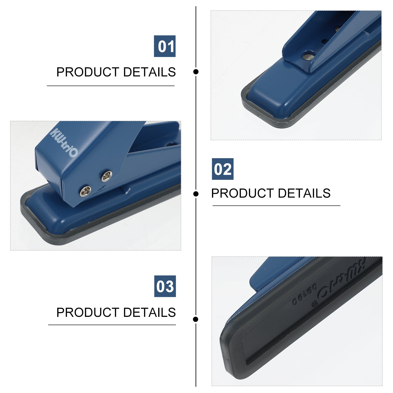 Onaparter Single Hole Paper Punch Heavy Duty Handheld Hole Puncher with Non- Skid Base Craft Paper Hand Tool for Greeting Cards Scrapbook Notebook 6mm Dark Blue Blue