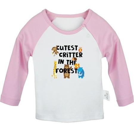 

iDzn Cutest Critter In The Forest Funny T shirt For Baby Newborn Babies T-shirts Infant Tops 0-24M Kids Graphic Tees Clothing (Long Pink Raglan T-shirt 18-24 Months)