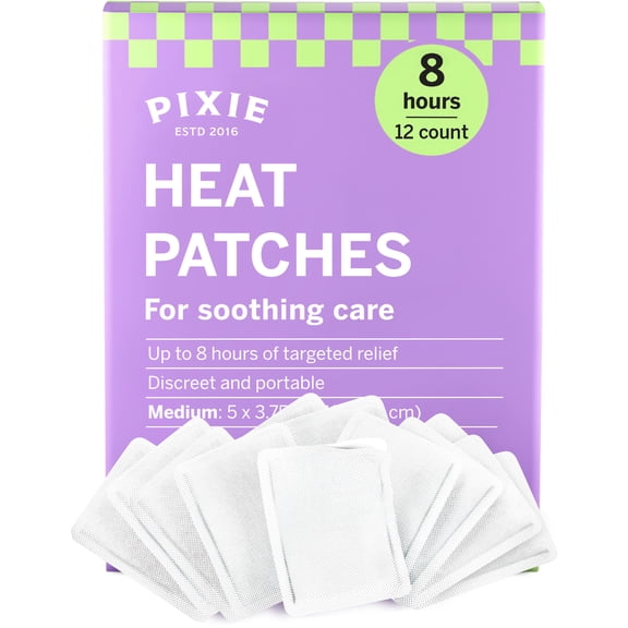 Pixie Disposable Heat Patches – Up to 8 Hours of Warming Comfort – Air-Activated Body Warmers – Slim, Discreet External Heat Pads (12 Count)