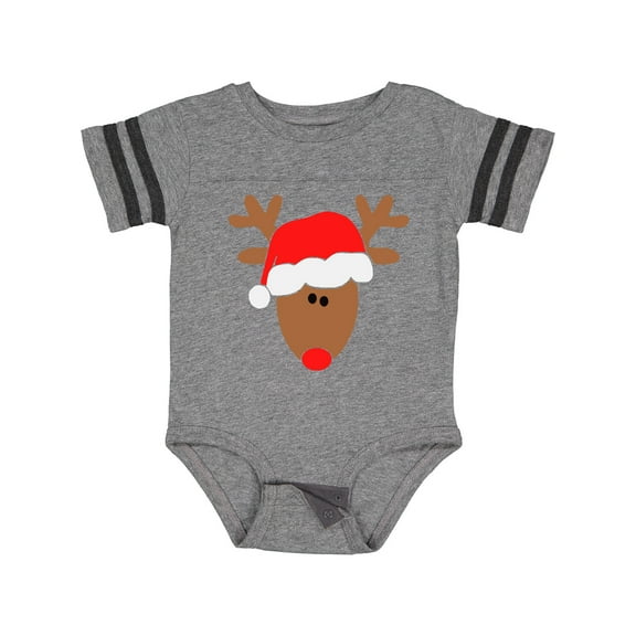 Inktastic Christmas Cute Reindeer in Santa Hat Boys or Girls Baby Bodysuit