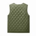 thumbnail image 3 of Men's and Women's Casual Solid Color Embossed Checkered Texture V-neck Zipper Fleece Warm Sleeveless Cotton Vest, Unisex Vest for Style and Warmth,Army Green,L, 3 of 4
