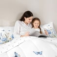 thumbnail image 4 of Erosebridal Flying Blue Butterflies Full Size Comforter Sets 3 Pieces For Girls,Teens Floral Daisy Flowers Bedding Sets,Super Cozy Room Decor, 4 of 6