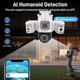 thumbnail image 3 of Cámara De Seguridad Al Aire Libre De 3 Lentes, Cobertura De 360, Seguimiento De Movimiento De IA, Impermeable IP66, Inalámbrica WiFi, Visión Nocturna Para, 3 of 7