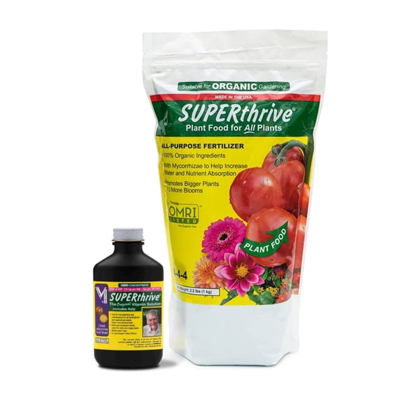 SUPERthrive 0.5-0-0 Plant Vitamin Solution 4 oz.   Organic 4-4-4 All-Purpose Fertilizer Set, 2 Pack