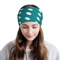 thumbnail image 6 of Yiaed White Polka Dots With Teal Background Print Multifunction Beanie Hats for Women Men Slouchy Knit Beanie Hat Winter Hat Scarf Stretch Skull Cap, 6 of 8