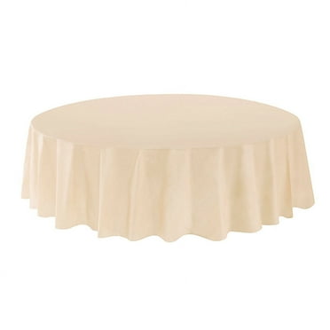 Allgala 6-Pack Premium Plastic Table Cover Medium Weight Disposable Tablecloth-6PK Round 84"-Ivory-TC58622