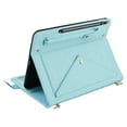 thumbnail image 5 of Case for Samsung Galaxy Tab S9+/S8+/S7+/S7 FE, Folio Stand PU Leather Cover with Shoulder Strap&Handstrap with elastic, Multi-Card Slots Cash Pockets Pen Slot Envelope Pocket Wallet Case, Blue, 5 of 10
