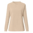 thumbnail image 5 of NINGMENG Hauts pour Femmes Couleur Unie Col Rond Manches Longues Hauts d'Hiver T-shirts Sportwear, Beige, S, 5 of 5