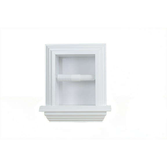 Typhon Recessed Solid Wood Toilet Paper Holder 7 x 8.5, White Enamel