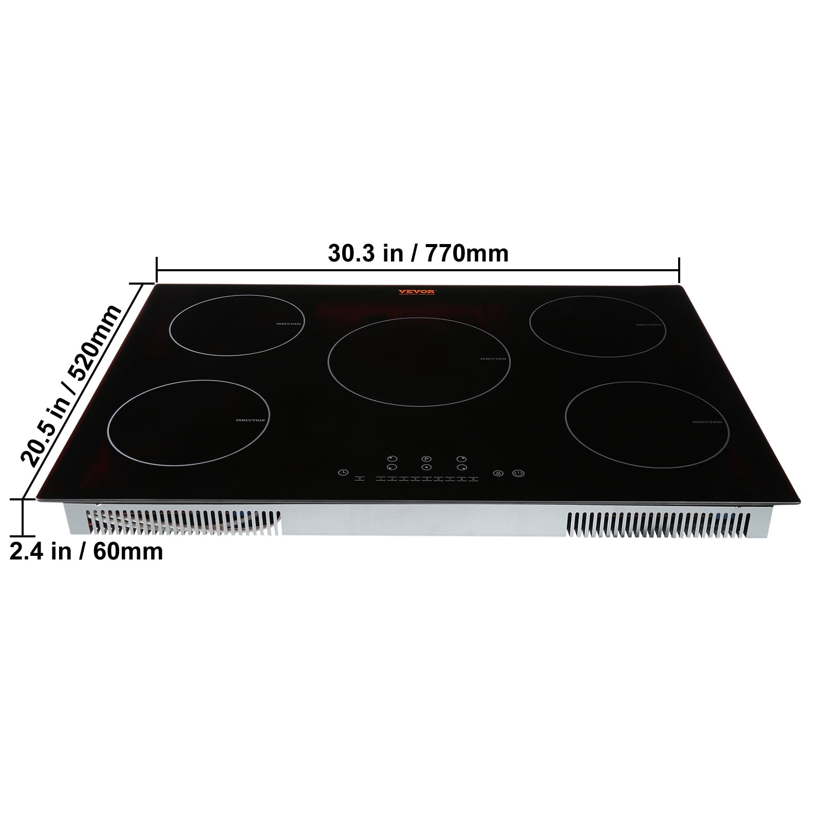 VEVOR Electric Cooktop, 5 Burners, 30'' Induction Stove Top, Built-in Magnetic Cooktop 9200W, 9 Heating Level Multifunctional Burner, LED Touch Screen w/ Child Lock & Over-Temperature Protection