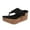 Black, variant on Wedge Sandals for Women Leather Platform Slip on Thong Flip Flops Open Toe Walking Summer Shoes