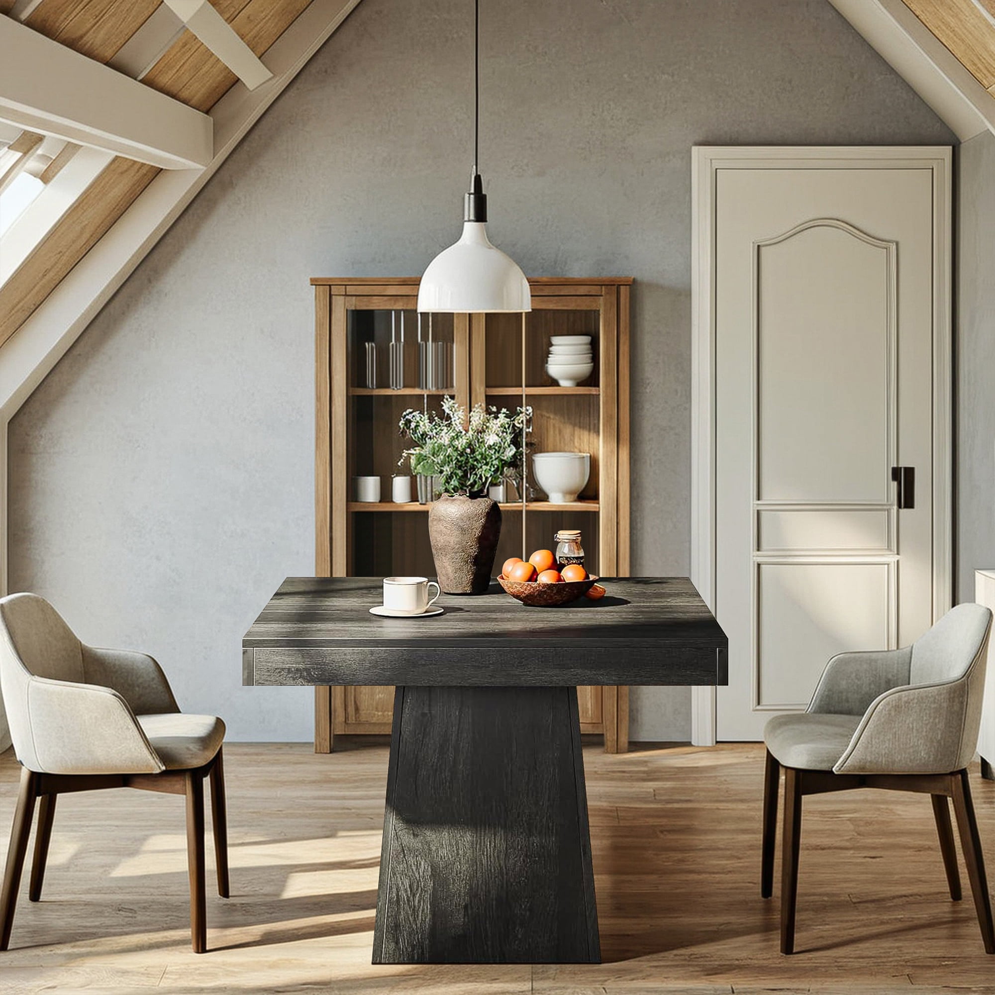 Demi Bonn 31" Modern Square Dining Table for 4 People, Wood Farmhouse Kitchen Dinner Table for Dining Room, Living Room Furniture, Black