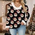 thumbnail image 5 of zaveiop Merry Christmas Sweatshirts for Women Faux Fur Trim V Neck Textured Sweaters Comfy 3/4 Sleeve Top (Z1-Black, M), 5 of 8