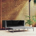 thumbnail image 1 of vidaXL Ensemble de Salon de Jardin 3 Pcs Gris Foncé Demi-Rond en Rotin Poly, 1 of 5