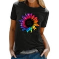 thumbnail image 1 of Gibobby Playera de Manga Corta con Cuello Redondo Camiseta informal con estampado de flores para mujer, camiseta de manga corta con cuello redondo, camiseta elegante(Negro,G), 1 of 5