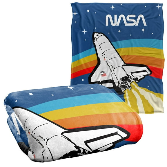 NASA Logo Over Space Shuttle with Rainbow Officially Licensed Silky Touch Super Soft Throw Blanket 50' x 60'