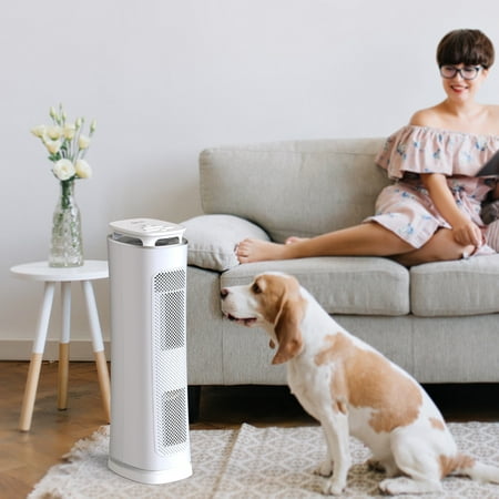 3 Stages Filtration True Hepa Filter Air Purifier with Mosquito Repellent, Tower Fan, UV Light, Capture Allergens and Timer Function, Mold, Dust, Smoke Removal for Room and