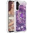thumbnail image 3 of Glitter Clear Sparkly Bling Case for Samsung Galaxy A14 5G for Women Girls, Flowing Liquid Quicksand Cover with Diamond Ring Holder Case for Samsung Galaxy A14 4G/5G  Purple, 3 of 14