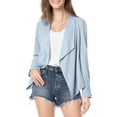 thumbnail image 3 of Allegra K Women's Faux Suede Long Sleeve Draped Front Moto Jacket, 3 of 7