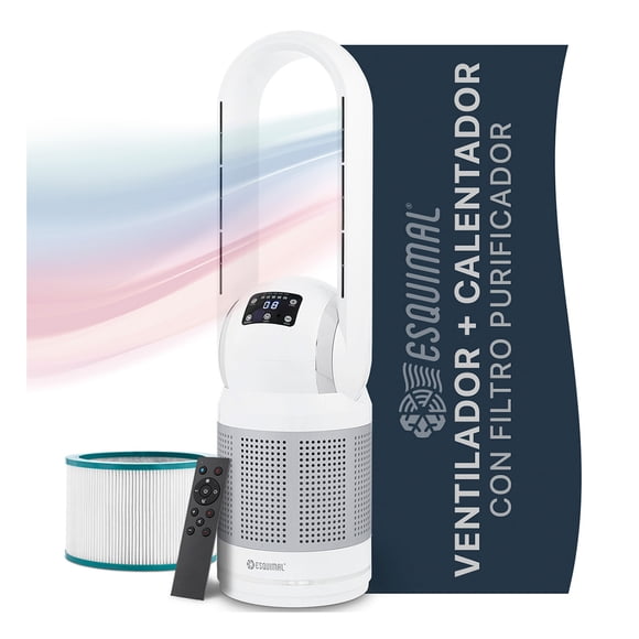 Ventilador Calentador Purificador 3 En 1 82cm Esquimal Color Blanco - Plata