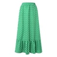 thumbnail image 6 of Caoirhny Women Summer Bohemian Skirt Ruffled Hem Geometric Print Elastic High Waist A-Line Skirt for Beaches Club Streetwear, 6 of 9
