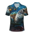 thumbnail image 2 of Daiia Ocean Coral Turtle Pattern Men’s Polo Shirts,Solid Deck Shirt,Classic Fit, Breathable Cotton Polo for Casual and Sport Wear-Medium, 2 of 7