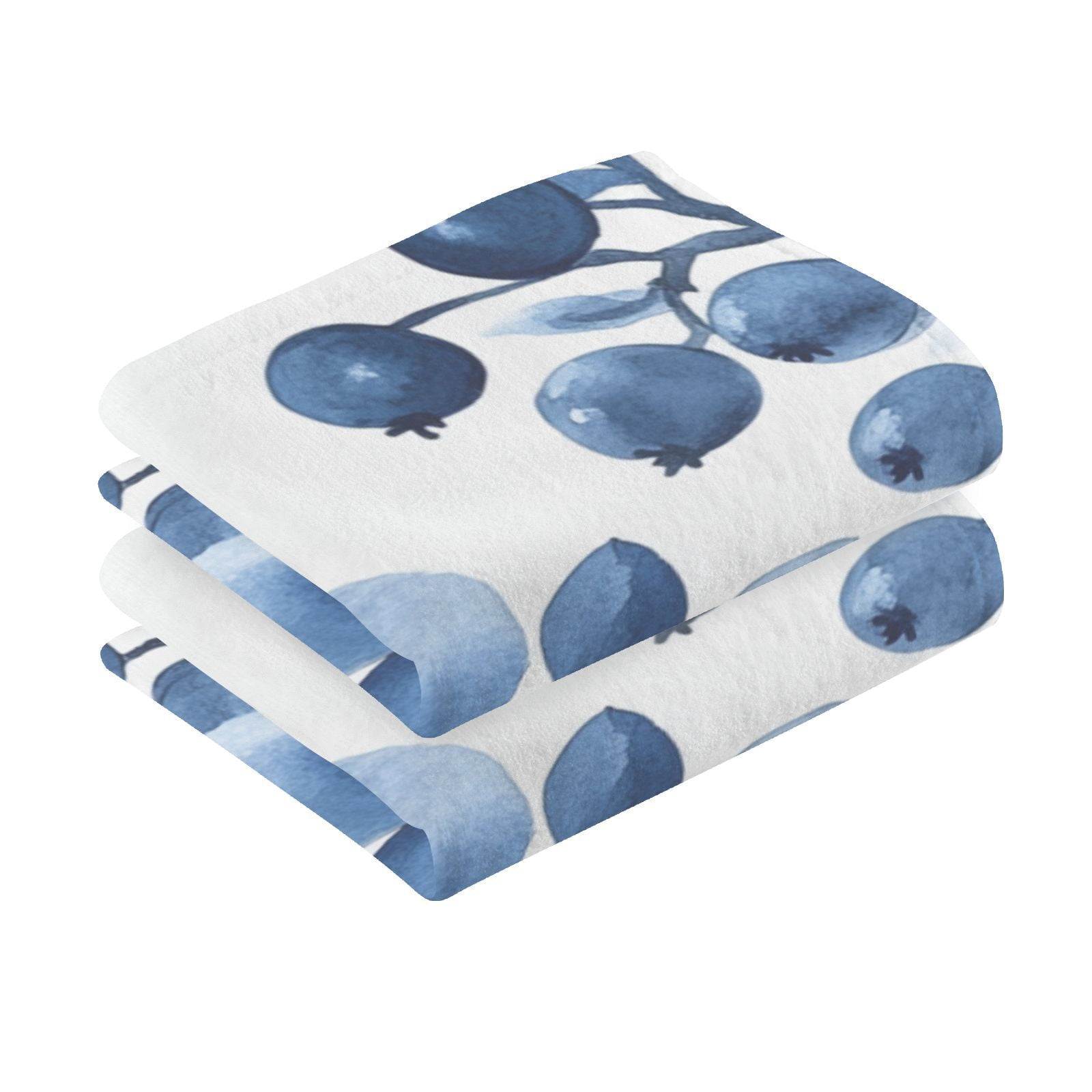 Floral Blueberries Flowers Hand Towels Cotton Bath Towels Large Face Towels Absorbent for Bathroom 2 Packs