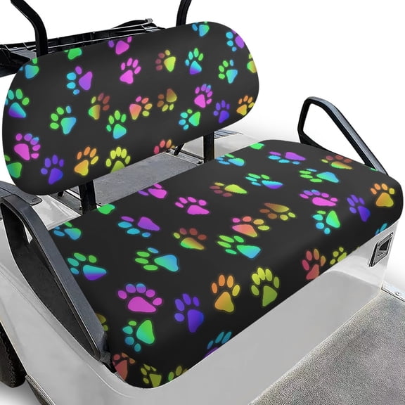 Pzuqiu Paw Prints Golf Cart Front and Back Seat Cushion Cover Fashion, for 2-Seats Cart Outdoor, Golf Cart Seat Cushion, Compatible with Ezgo Golf Carts