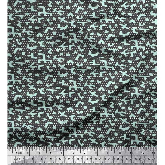 Soimoi Crepe Silk Fabric Dot & Geometric Symbol Print Fabric by Yard 42 Inch Wide
