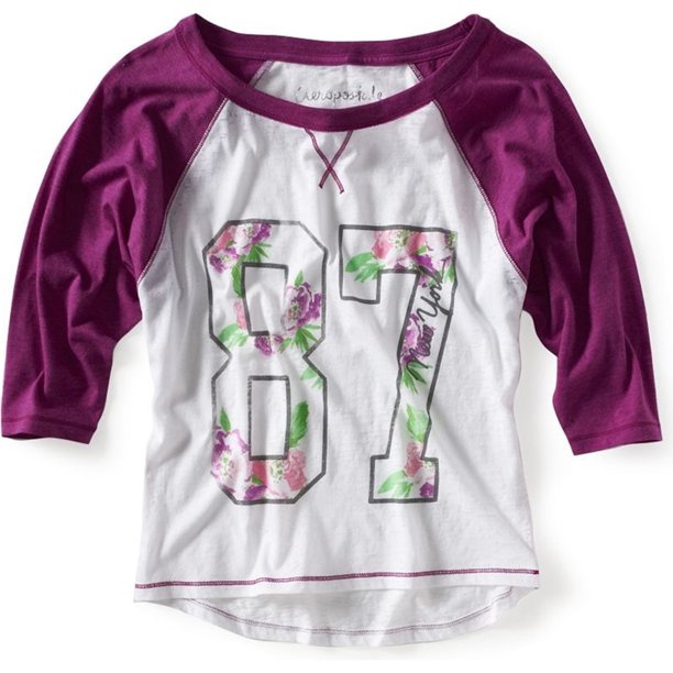 Aeropostale Womens 87 New York Graphic playera, morado, pequeño