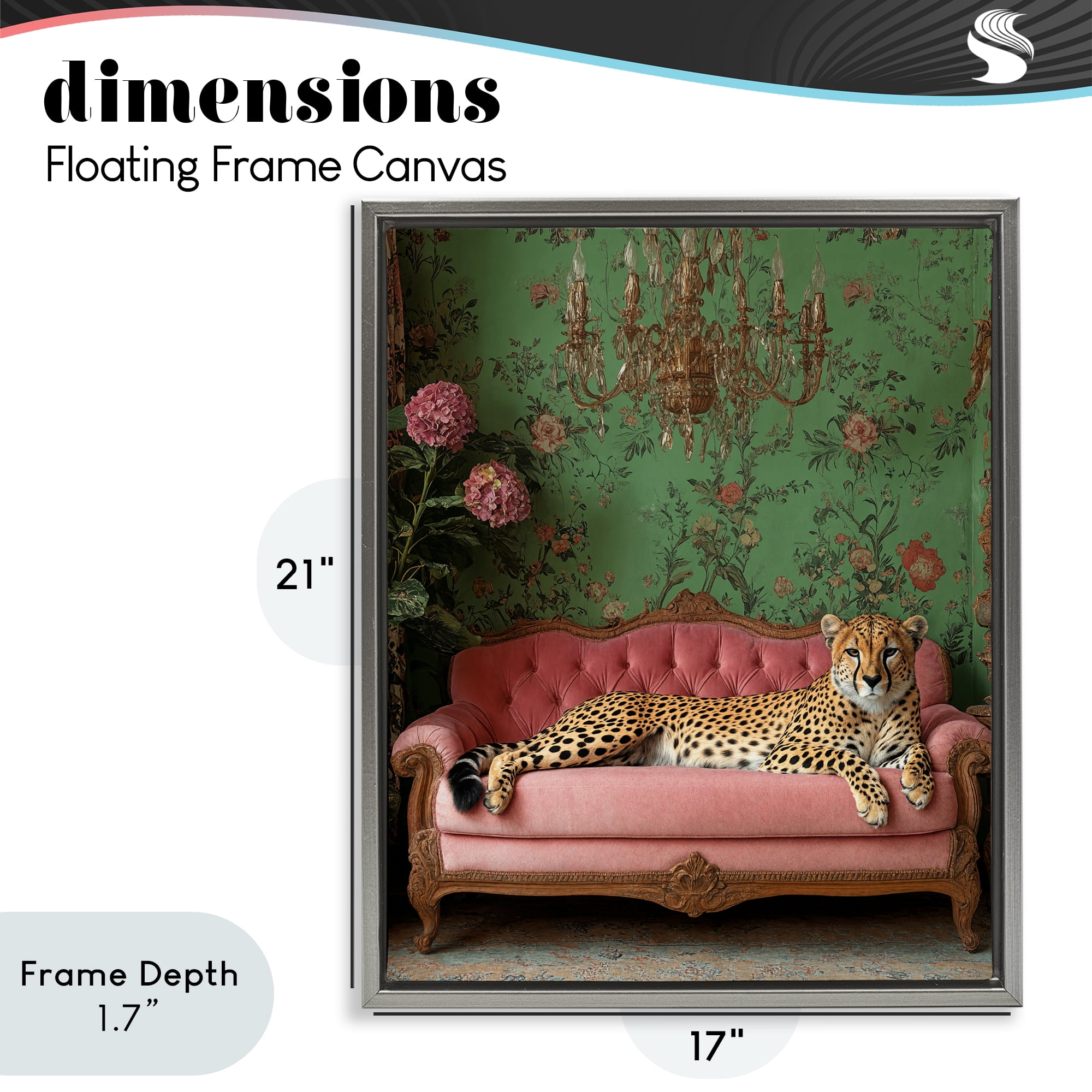 Stupell Industries Ornate Sophisticated Leopard Lounging Gray Framed Floater Canvas Wall Art, design by Scott Stulberg