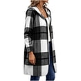 thumbnail image 5 of WIZUTIZ Women's Plaid Long Sleeve Zip Up Hooded Jacket Loose Fit Long Length Casual Coat Fall Winter Trendy Layering Outerwear with Pockets, 5 of 7