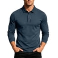 thumbnail image 3 of Workout Shirt Dqueduo Summer Men's Short-sleeved T-shirt Refreshing Breathable Loose-fitting Middle-aged Business Casual Color Top Shirt for Men Navy M, 3 of 8