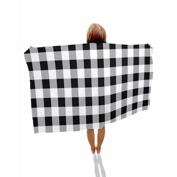 Vintage Farmhouse Beach Towels Oversized Super Absorbent, Black and White Checkered Lightweight Bath Towel Quick Dry Sets For Bathroom/Pool/Rv Camping/Beach Play/Gym Room/Picnic 30"x60"