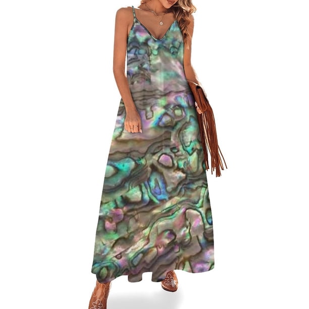 Vestido sin mangas de concha de Abal Paua natural, ropa de verano para mujer