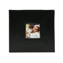 New View Gifts Faux Leather Black Photo Album with Window Frame Cover, Holds 120 4"x6" Photographs
