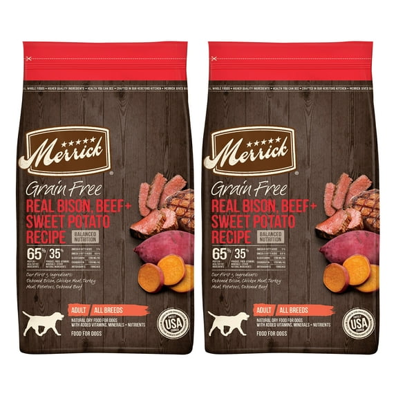 Merrick Grain Free Dry Dog Food With Real Beef & Sweet Potato Recipe, 4 LB Bag (2-Pack)