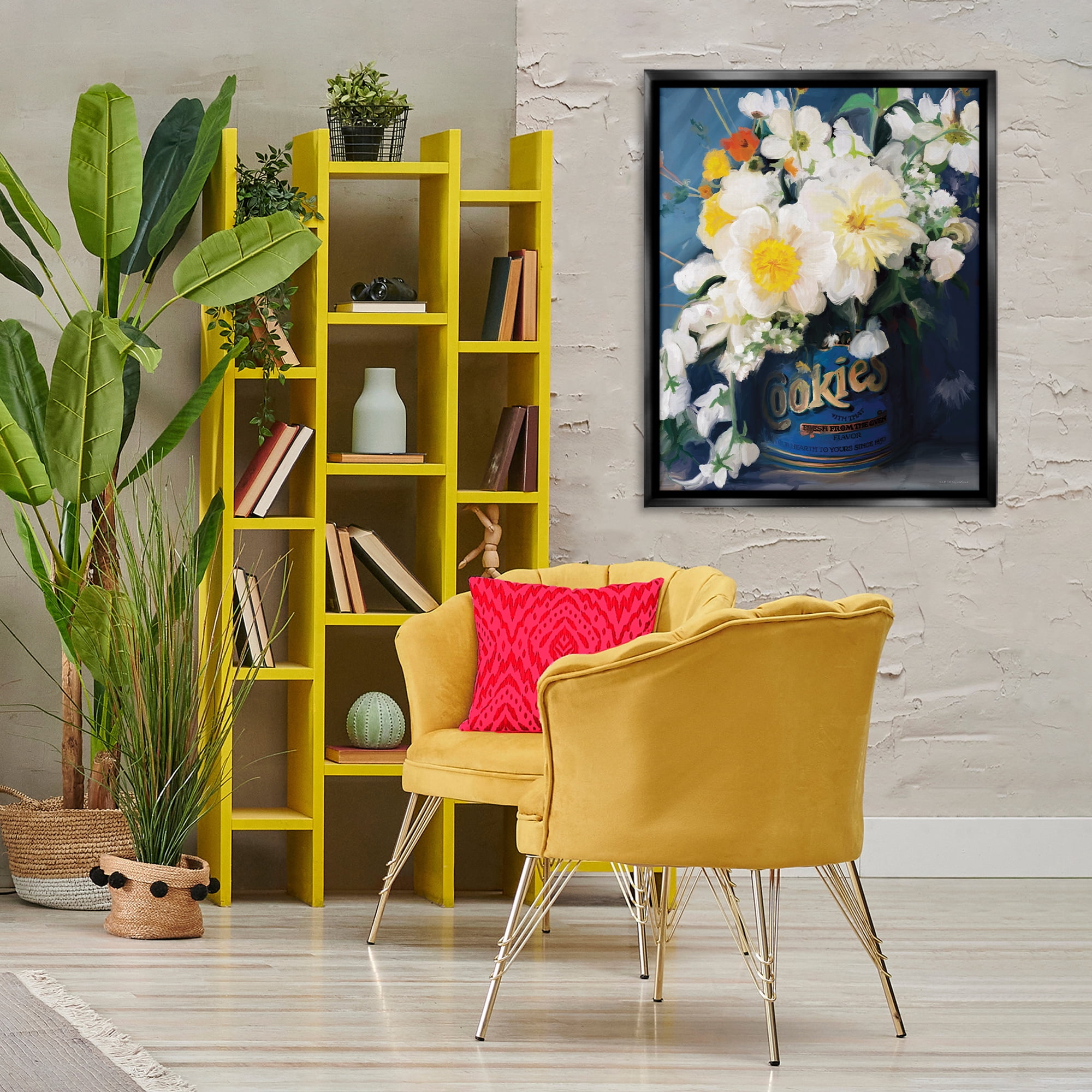 Stupell Industries Bouquet in Vintage Jar Botanical & Floral Painting Black Floater Framed Art Print Wall Art, 25 x 31