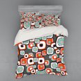 thumbnail image 2 of Retro Duvet Cover Set, Funky Square Shaped Lava Flowers with Abstract Inner Forms Print, Bedding Set with Shams and Fitted Sheet, 3 Sizes, by Ambesonne, 2 of 3