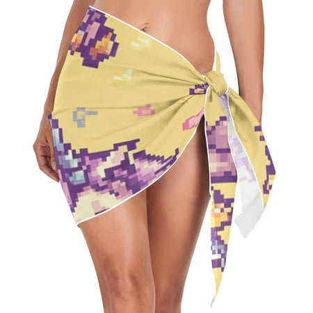 Ckdifva Pixel Unicorns Beach Cover Up for Women Swimsuit Coverups Bikini Wrap Short Skirt