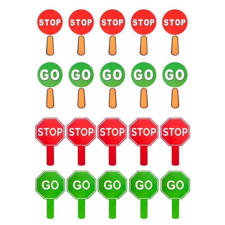 10PCS Reversible Handheld Sign with Stop/Go for School , Roadside