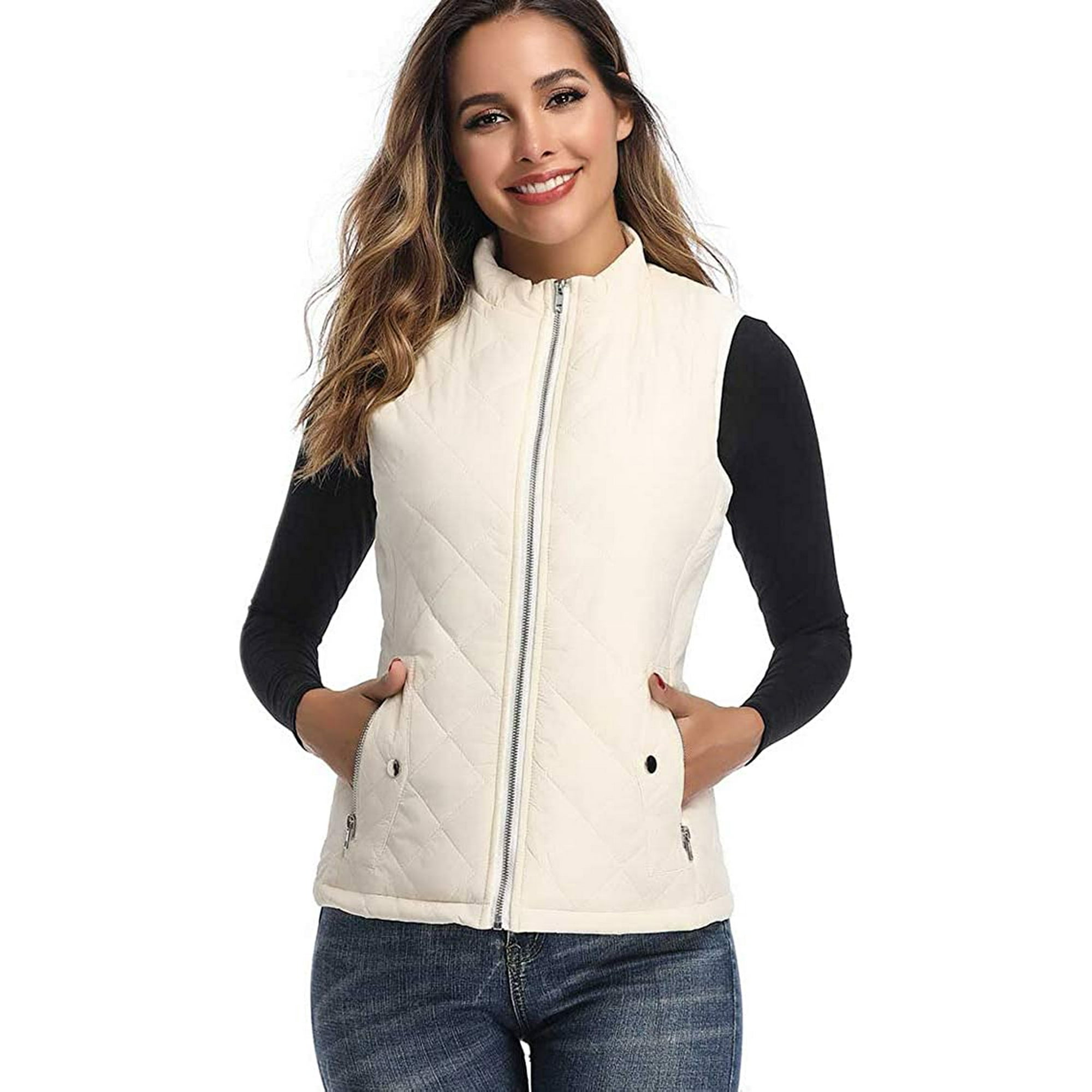 LK Women's Vest - Stand Collar Lightweight Zip Quilted Vest for