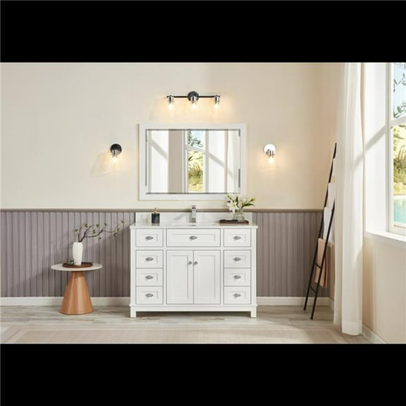 Legion Furniture WS2515-48-W 48 in. White Finish Solid Wood Sink Vanity, 1 in. Artificial Stone Top