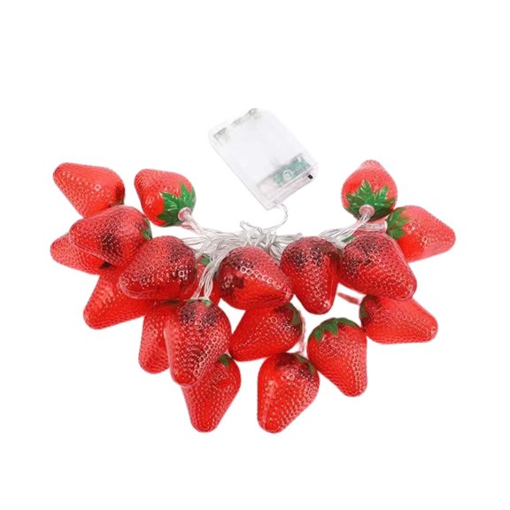 Eolstice Battery-Operated Strawberry String Lights, Festive Fruit-Shaped Party Lighting, Ambient Decorative Lamps for Bedroom Wall Draping